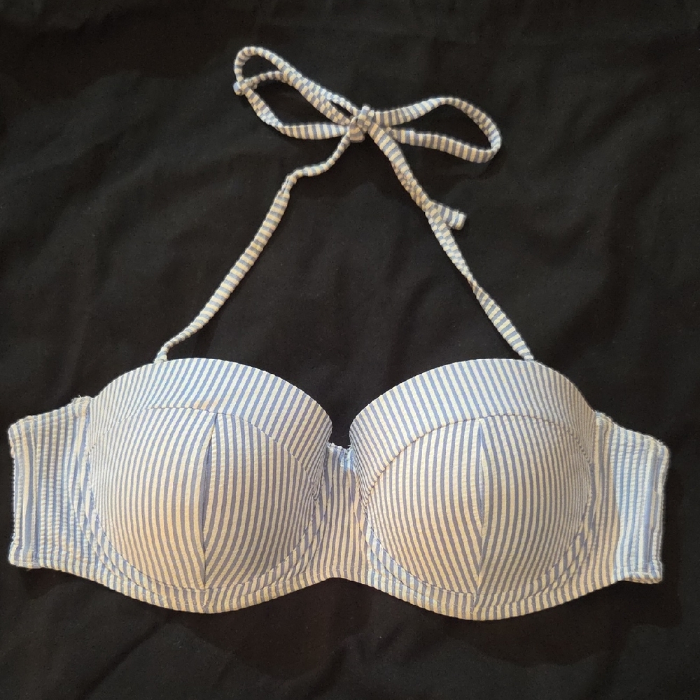 Accessorize Striped Bikini Top in Blue and White